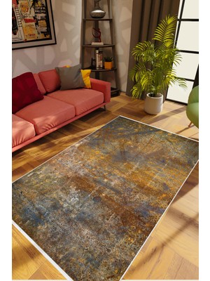 10 Post Online Pastel Eskitme Metalik Gri Gold Kahverengi Kaydırmaz Kesme Yıkanabilir Ince Halı 