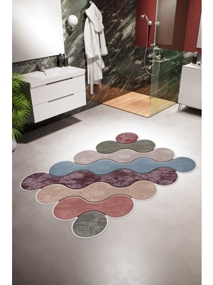 10 Post Online Banyo Paspası Eskitme Modern Gri Kaydırmaz Kesme Yıkanabilir Ince Halı 