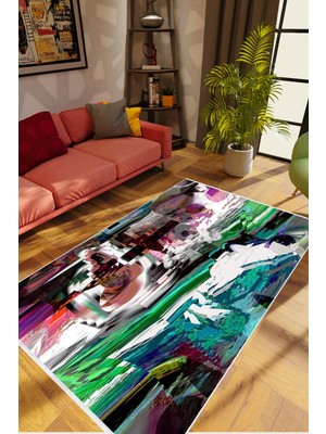 10 Post Online Pastel Modern Siyah Kaydırmaz Kesme Yıkanabilir Ince Halı 