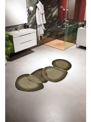 10 Post Online Banyo Paspası Klasik Modern Siyah Açık Kahve Kaydırmaz Kesme Yıkanabilir Ince Halı 