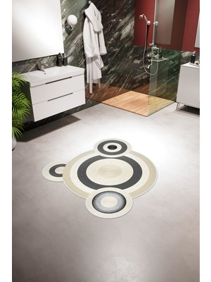 10 Post Online Banyo Paspası Klasik Modern Ekru Gri Beyaz Kaydırmaz Kesme Yıkanabilir Ince Halı 