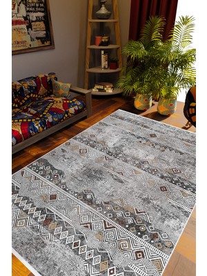 10 Post Online Otantik Eskitme Gri Kaydırmaz Kesme Yıkanabilir Ince Halı 