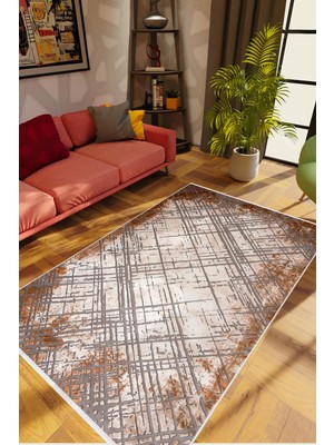 10 Post Online Modern Eskitme Bej Kahverengi Kaydırmaz Kesme Yıkanabilir Ince Halı 