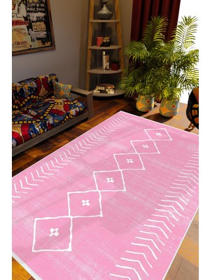 10 Post Online Otantik Eskitme Pembe Kaydırmaz Kesme Yıkanabilir Ince Halı 