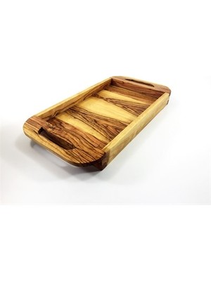 Zethome Zeytin Ağacı Ahşap Kulplu Çay Tepsisi