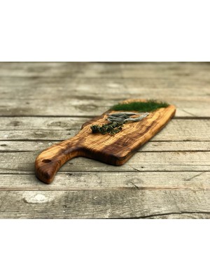 Zethome Zeytin Ağacı Ahşap Satır Saplı Peynir Tahtası 15 x 51 cm