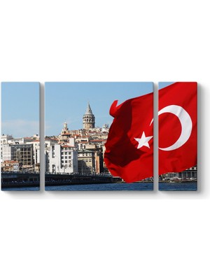 Tabloshop Galata Kulesi Türk Bayrağı Tablosu