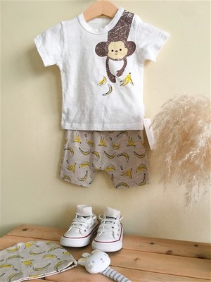 Meri Meli Design Bebek 3'lü Takım Monkey Tshirt