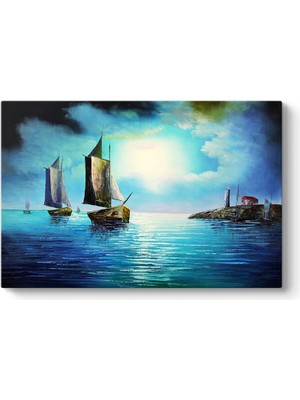 Tabloshop Gece Deniz Manzarası Tablosu