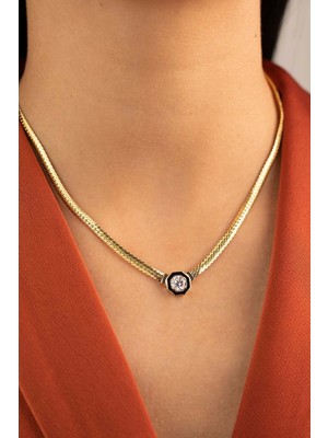 Yavuz Kuyumculuk Altın Sekizgen Mineli Baget Kolye