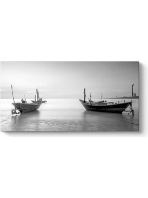 Tabloshop Siyah Beyaz Balıkçı Tekneleri