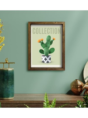 Bk Gift Kaktüs Tasarımlı Doğal Masif Ahşap Çerçeveli Tablo 30 x 40 cm - 7
