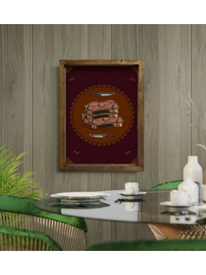 Bk Gift Cafe & Bar & Restaurant Konseptli Doğal Masif Ahşap Çerçeveli Tablo - 53