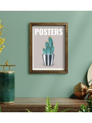 Bk Gift Kaktüs Tasarımlı Doğal Masif Ahşap Çerçeveli Tablo 30 x 40 cm - 6