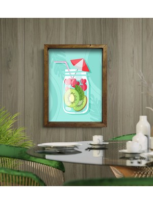 Bk Gift Cafe & Bar & Restaurant Konseptli Doğal Masif Ahşap Çerçeveli Tablo - 50