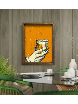 Bk Gift Cafe & Bar & Restaurant Konseptli Doğal Masif Ahşap Çerçeveli Tablo - 32