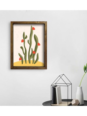 Bk Gift Kaktüs Tasarımlı Doğal Masif Ahşap Çerçeveli Tablo 45 x 65 cm - 22