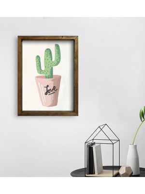 Bk Gift Kaktüs Tasarımlı Doğal Masif Ahşap Çerçeveli Tablo 45 x 65 cm - 10