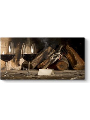 Tabloshop Şarap ve Şömine Panorama Tablo