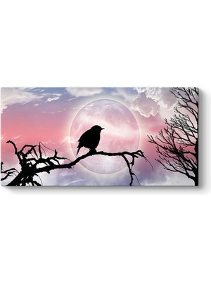 Tabloshop Seçe Kuşu ve Dolunay Kanvas Tablo