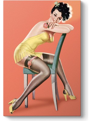 Tabloshop Pin Up Girl Sandalye Tablosu