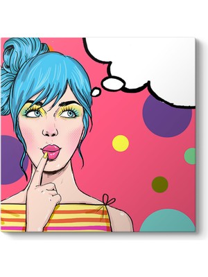 Tabloshop Pin Up Kızı Mavi Saçlı Tablo