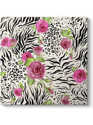 Tabloshop Zebra Desenli Gül Tablosu