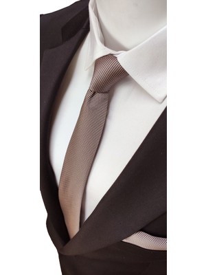 Elegante Cravatte Somon Renginde Armürlü Dokuma Kravat ve Mendil
