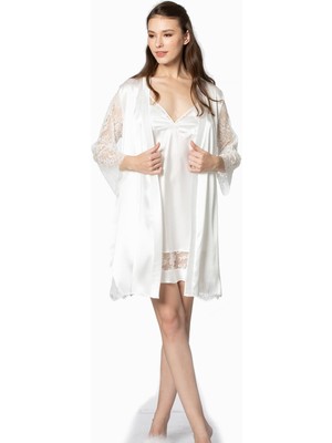 Pierre Cardin  Saten Dantelli Gecelik & Sabahlık Takım  - 4065