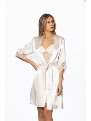 Pierre Cardin  Saten Dantelli Gecelik & Sabahlık Takım  - 4240