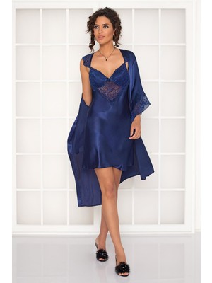 Pierre Cardin  Saten Dantelli Gecelik & Sabahlık Takım  - 4240