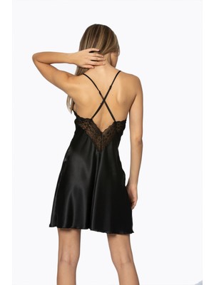 Pierre Cardin 600 Kadın İp Askılı Saten Gecelik-Royal