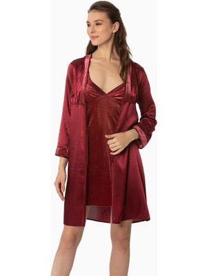 Pierre Cardin  Kadife Saten Gecelik & Sabahlık Takım  - 4040