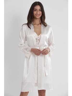 Pierre Cardin  Saten Dantelli Gecelik & Sabahlık Takım  - 4300