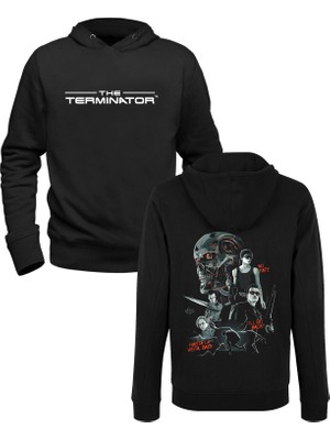 Alfa Tshirt Terminatör Resim Baskılı Siyah Ön Arka Baskılı Sweatshirt