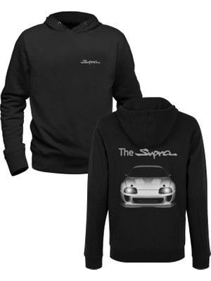 Alfa Tshirt Araba Toyota Supra Tasarımlı Baskılı Siyah Ön Arka Baskılı Sweatshirt
