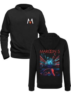 Alfa Tshirt Maroon 5 Siyah Ön Arka Baskılı Sweatshirt