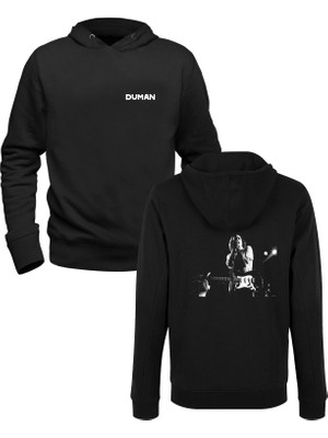 Alfa Tshirt Duman Baskılı Siyah Ön Arka Baskılı Sweatshirt