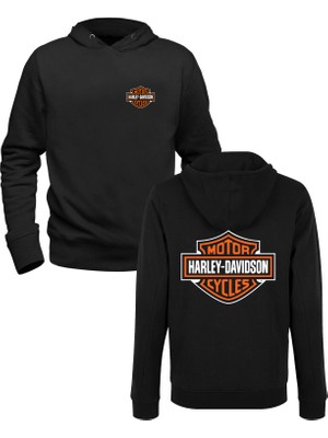 Alfa Tshirt H. Motorcycle Baskılı Siyah Ön Arka Baskılı Sweatshirt
