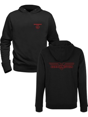 Alfa Tshirt Rammstein Resimli Baskılı Siyah Ön Arka Baskılı Sweatshirt