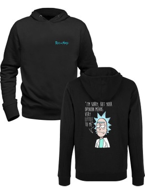 Alfa Tshirt Rick And Morty Baskılı Siyah Ön Arka Baskılı Sweatshirt