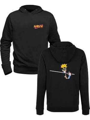 Alfa Tshirt Naruto  Siyah Ön Arka Baskılı Sweatshirt