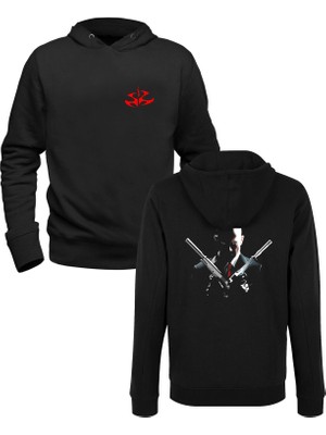 Alfa Tshirt Hitman Baskılı Siyah Ön Arka Baskılı Sweatshirt