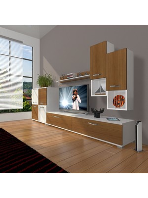 Decoraktiv Eko 6da Mdf Std Tv Ünitesi Tv Sehpası Beyaz Ceviz