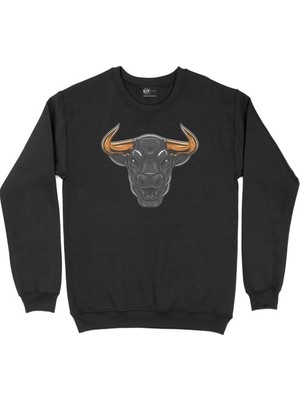 Cix Kızgın Boğalı Siyah Sweatshirt
