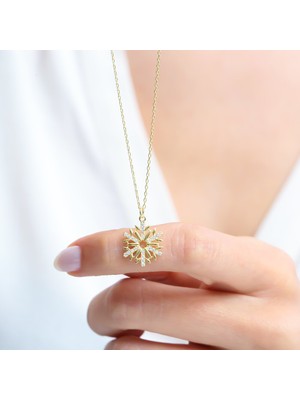 Mia Vento Zerafet Kristali Gold Renk Gümüş Kolye