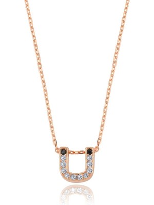 Mia Vento Zarif Işıltı Ü Harfi Rose Renk Gümüş Kolye