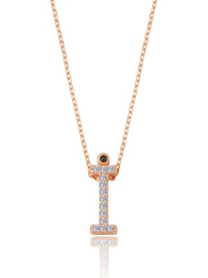 Mia Vento Işıltılı Prizma I Harfi Rose Renk Gümüş Kolye