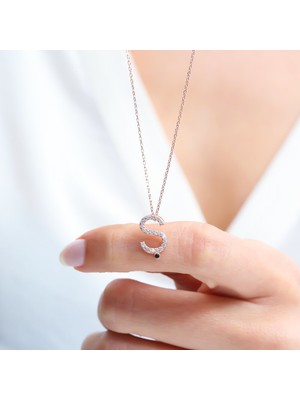 Mia Vento Işıltılı Prizma Ş Harfi Rose Renk Gümüş Kolye