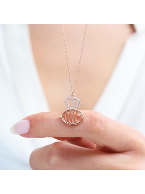 Mia Vento Işıltılı Prenses Balık Rose Renk Gümüş Kolye